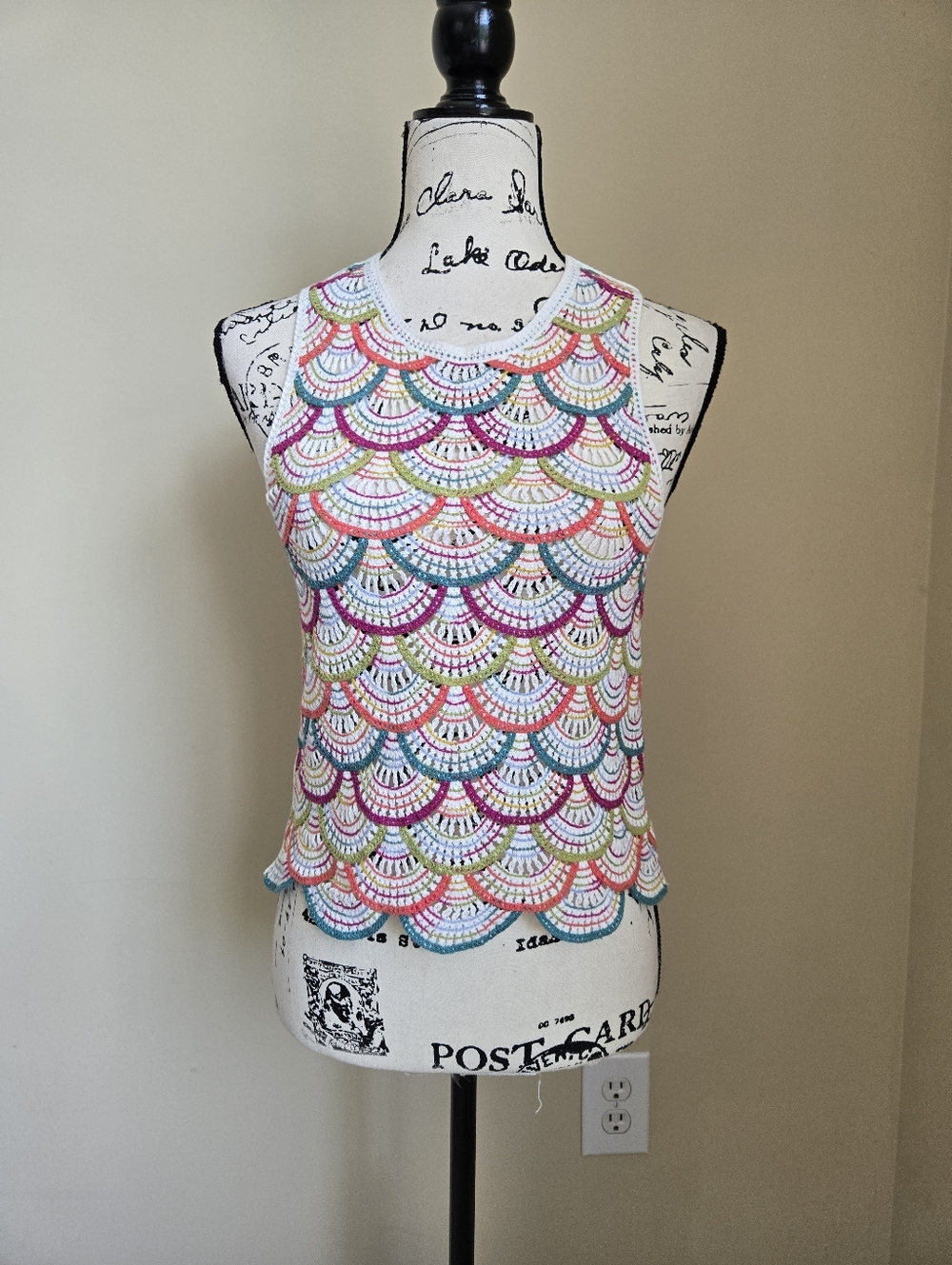 Sundance Crochet Tank Top Womens XS Cotton Coastal Grandma